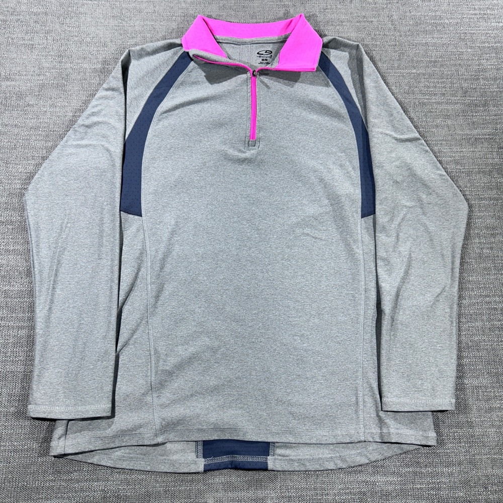 C9 by Champion Quarter Zip Pullover Womens Medium Gray Pink Excellent Athletic